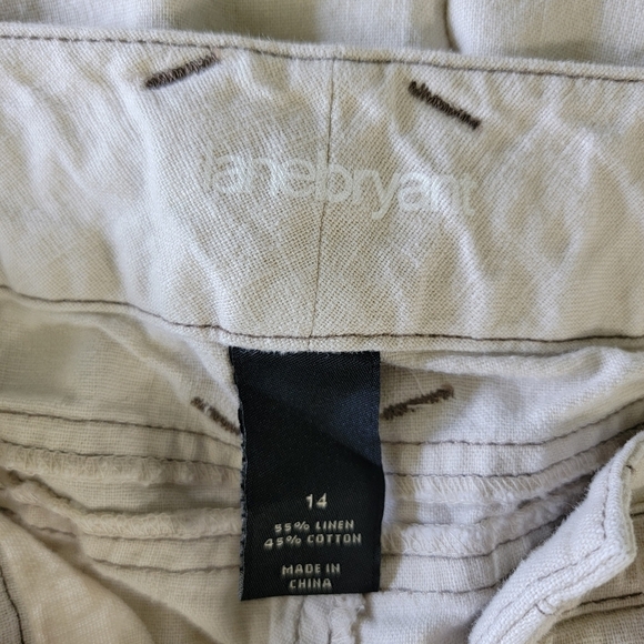 Lane Bryant Linen Cotton Blend Crop Pants Contrast Stitch Tan Pockets Size 14 - Picture 7 of 12